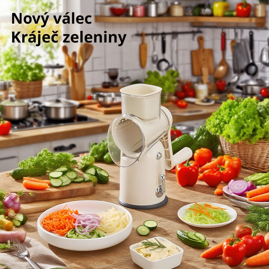 Kreativní multifunkční kráječ zeleniny na brambory a okurky s ručním klikovým mechanismem