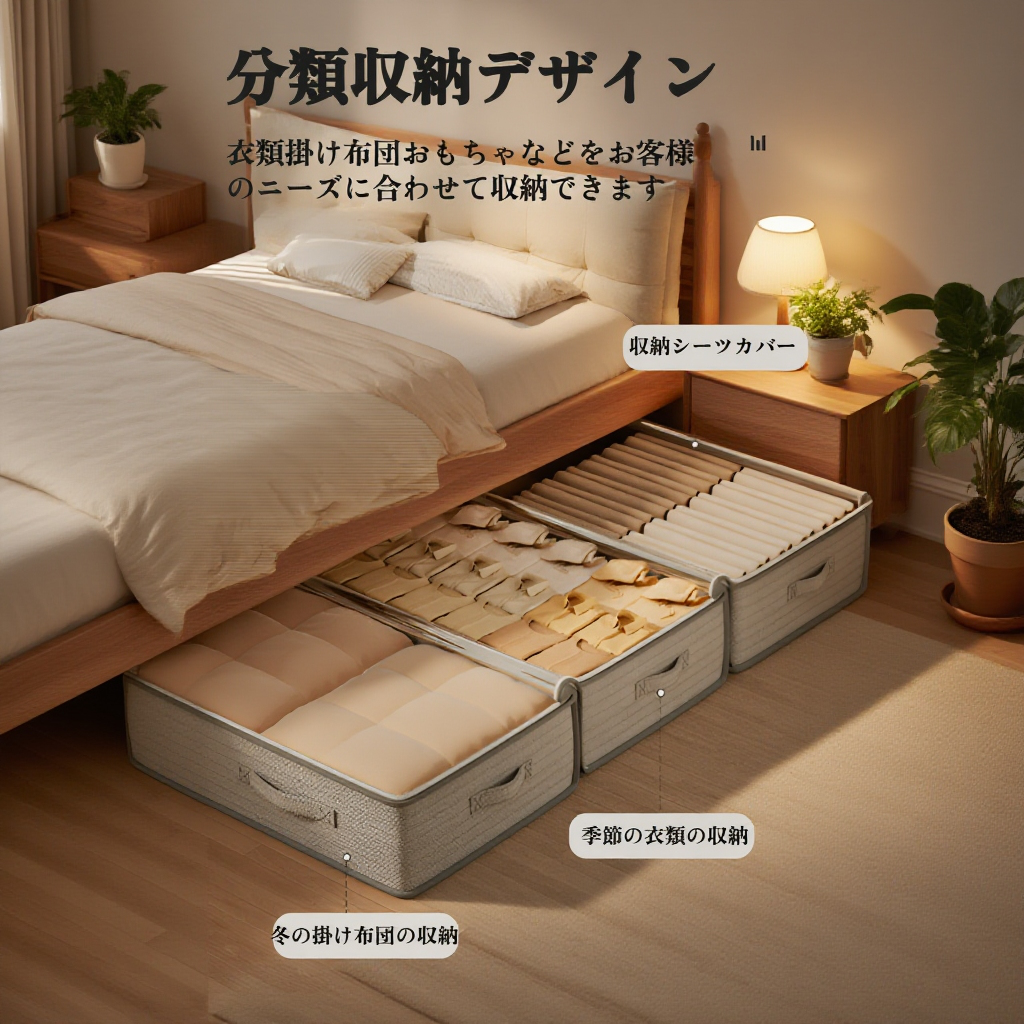 引き出し式季節キルト収納ボックス