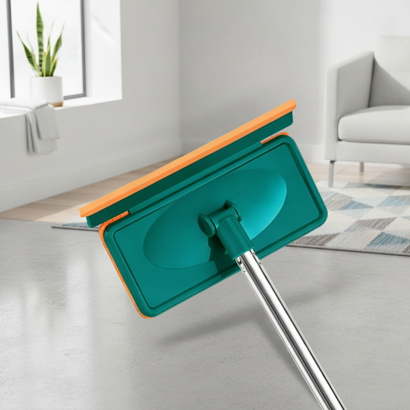 Limpiador de ventanas de doble cara con mango extensible y cabezal giratorio
