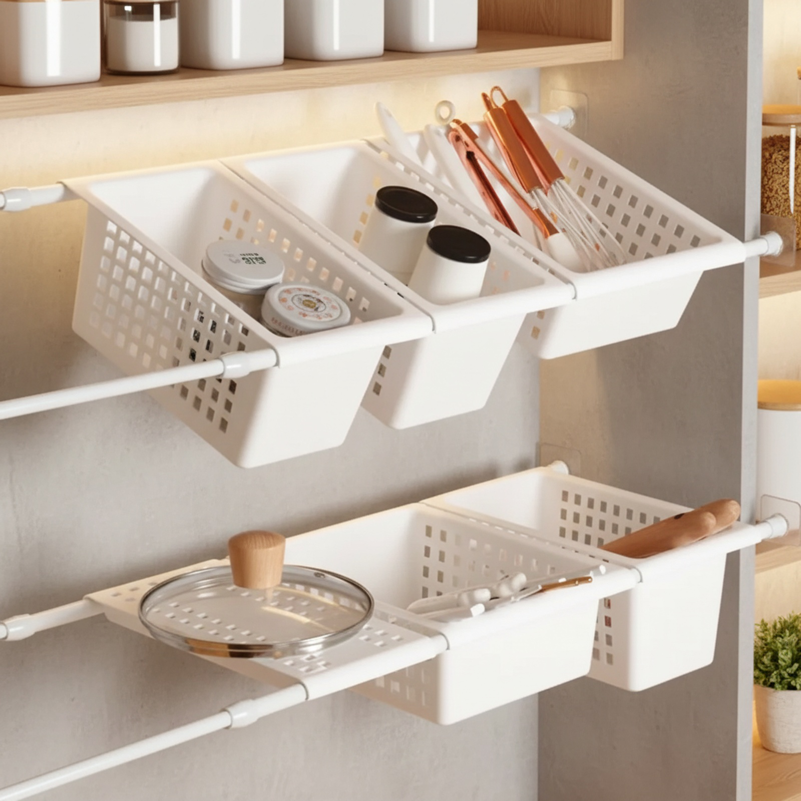 Organizador extensible para debajo del fregadero, no requiere perforación