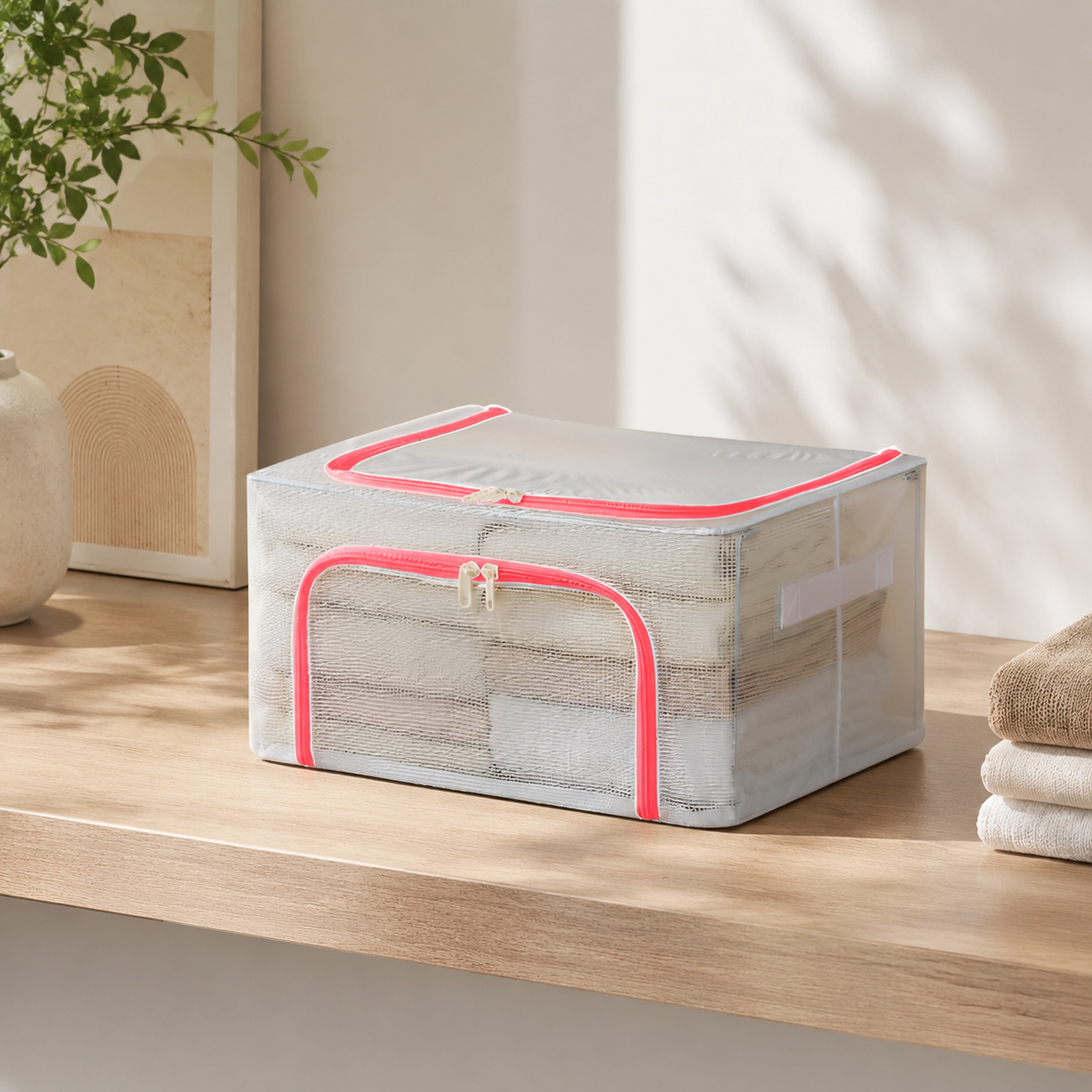 Extra Thick Transparent Storage Box for Clothes, Foldable Flip-Top, Large Capacity