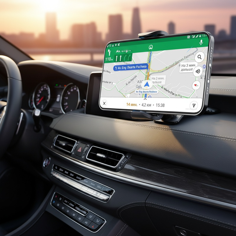 Rearview mirror navigation HUD clip with smartphone