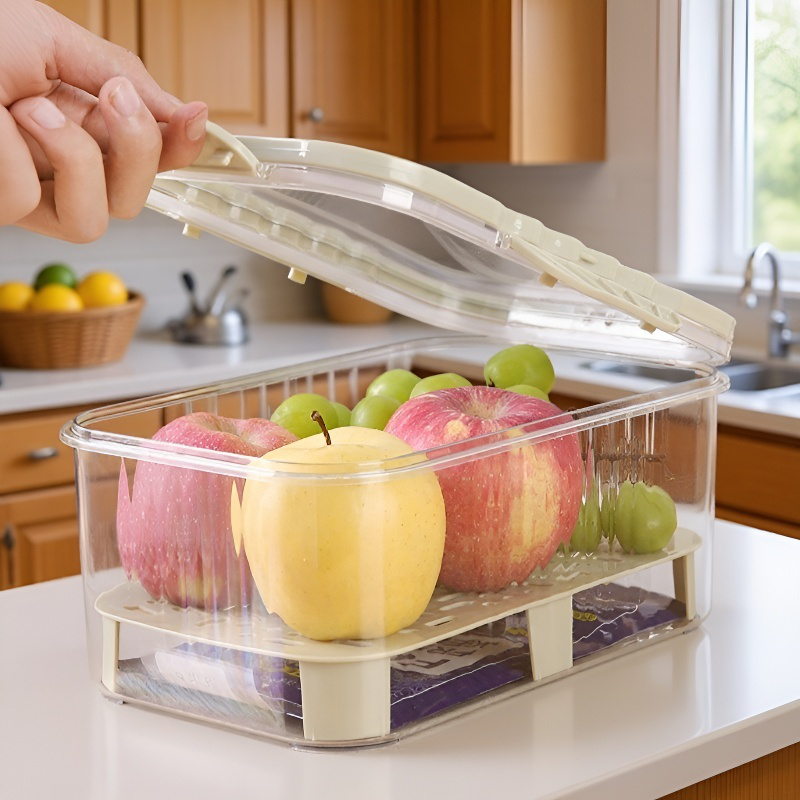 Caja de almuerzo multifuncional para frutas y verduras, con diseño de refrigeración