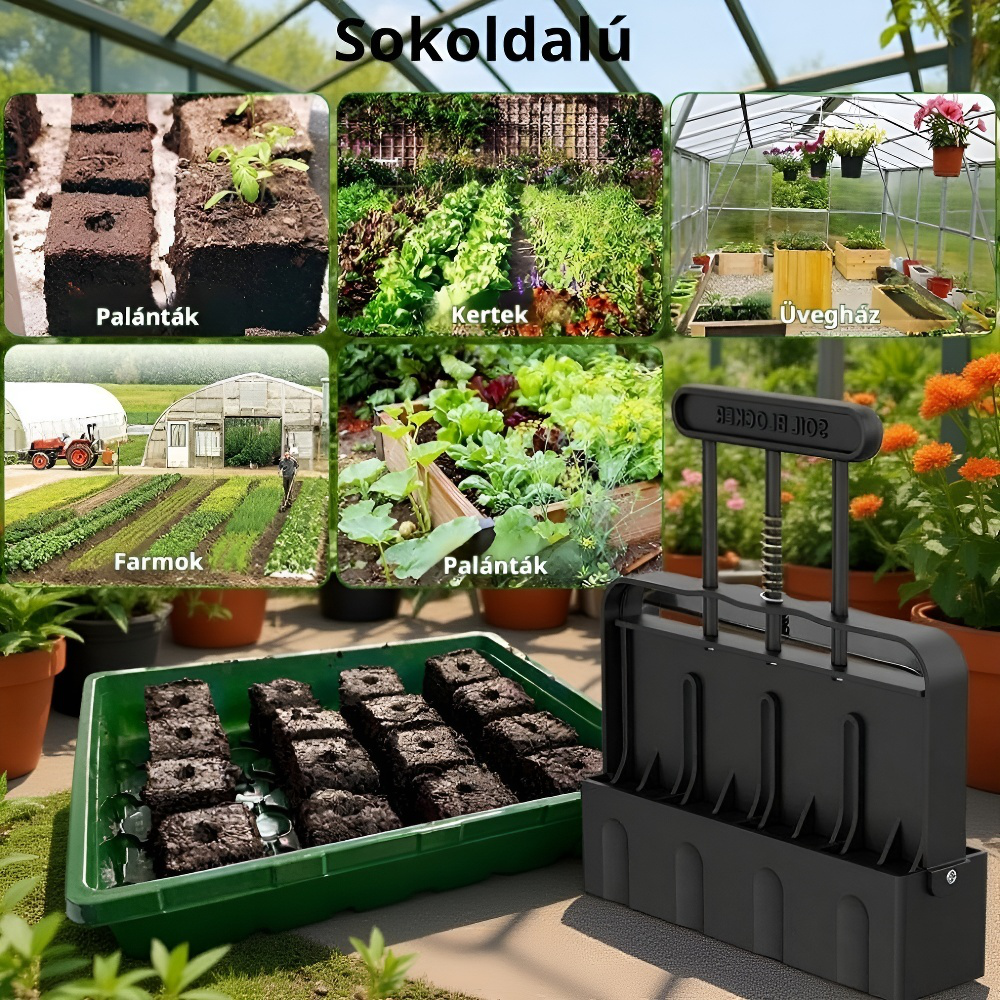 Kézi talajtömb készítő kerti vetőeszköz palántanevelő forma
