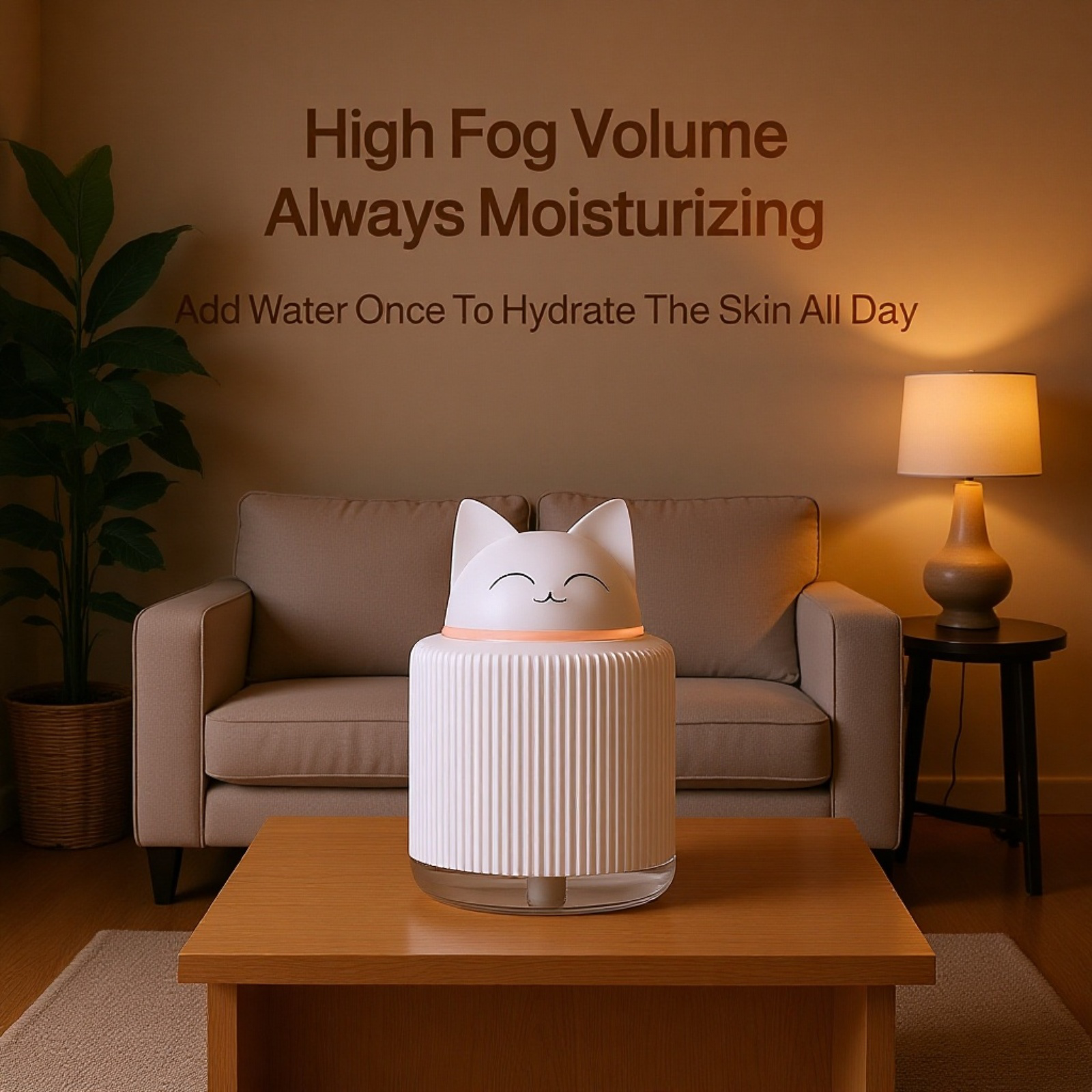 Rechargeable mini humidifier with cute animal light
