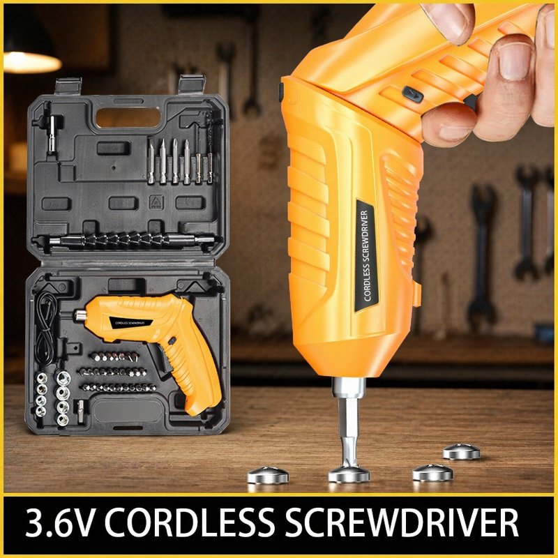 Mini USB Charging Yellow Electric Screwdriver Foldable Portable Lithium Screwdriver