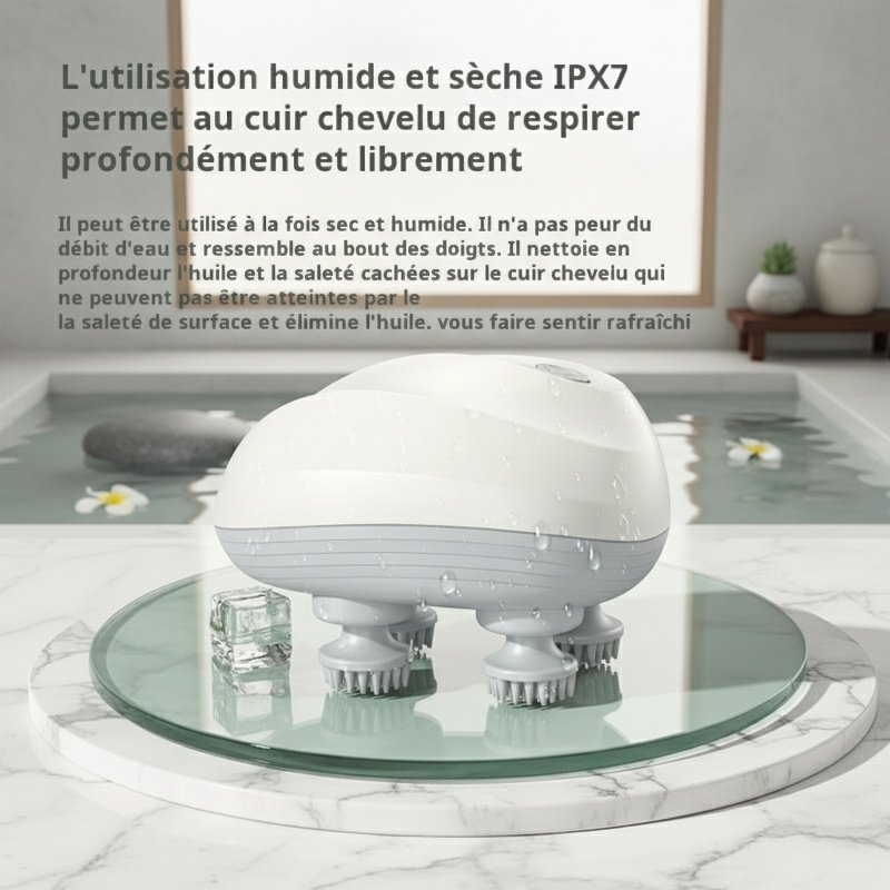 Mini masseur de tête intelligent électrique, masseur étanche, physiothérapie, pétrissage, artefact d