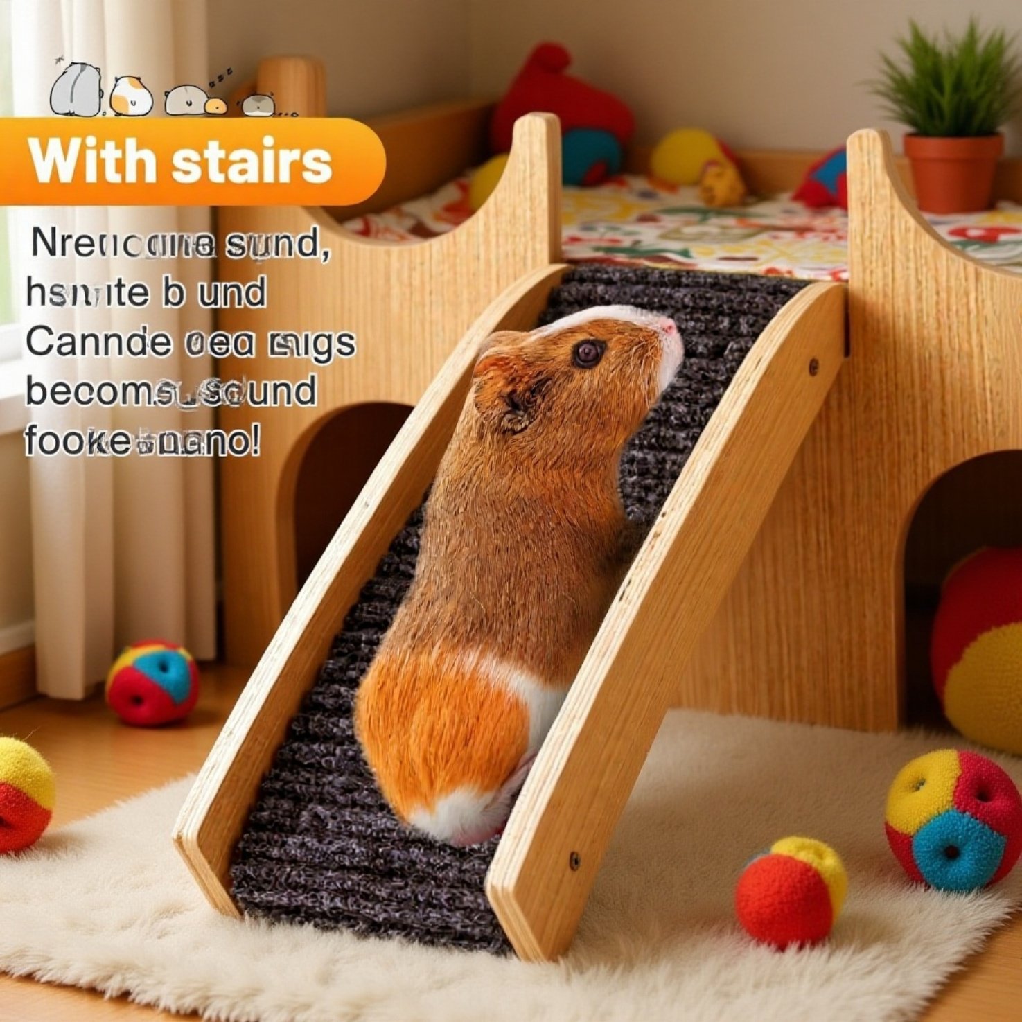 Hölzernes Meerschweinchenversteck, Hamsterkäfig, Innenbegrünungsplattform, doppellagige dekorative H