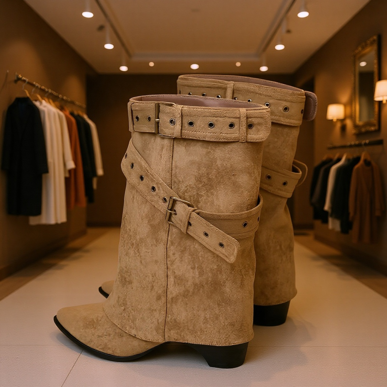 아메리칸 스타일 여성 부츠 착용샷