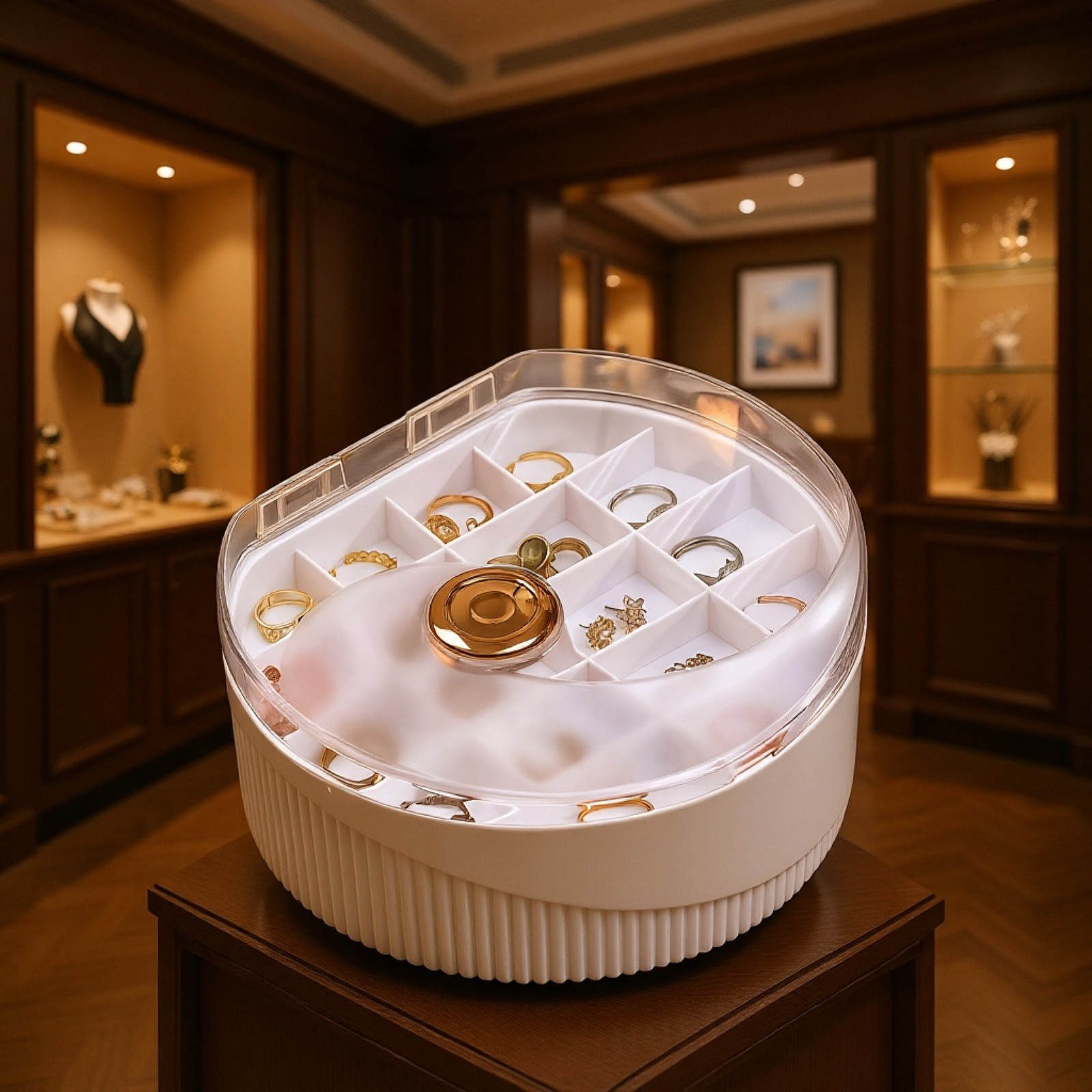 シンプルなジュエリー収納ボックス 軽量 高級 高級 イヤリング イヤリング ネックレス 便利な二層ジュエリーボックス