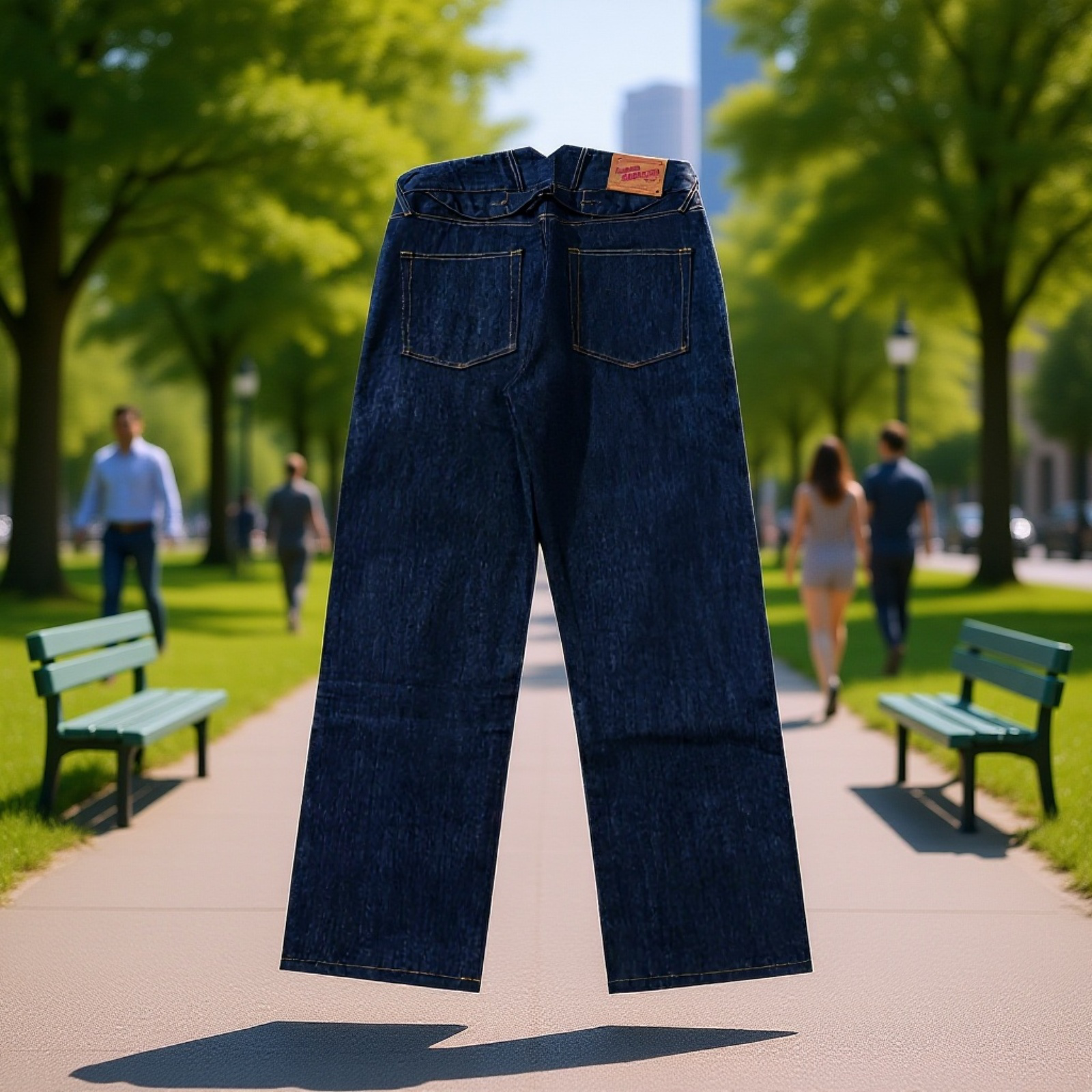 男性モデルが着用したストレートデニムパンツ