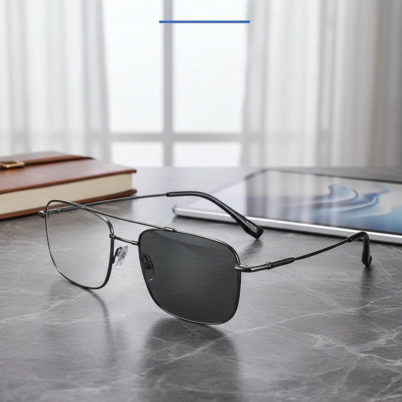 Multifocal Progressive Photochromic Blue Light Blocking Metal Reading Glasses