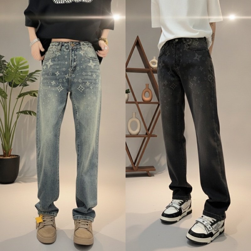 남자 캐주얼 일자 청바지 패션 라이트 럭셔리 청바지