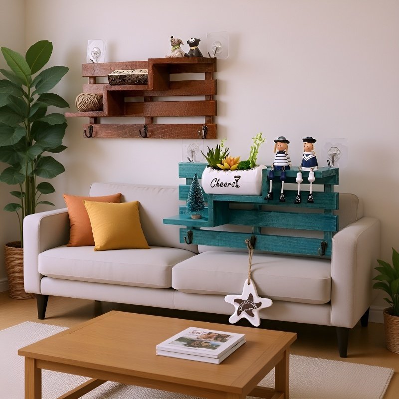 **Półka ścienna z litego drewna bez wiercenia – praktyczny regał na ścianę**