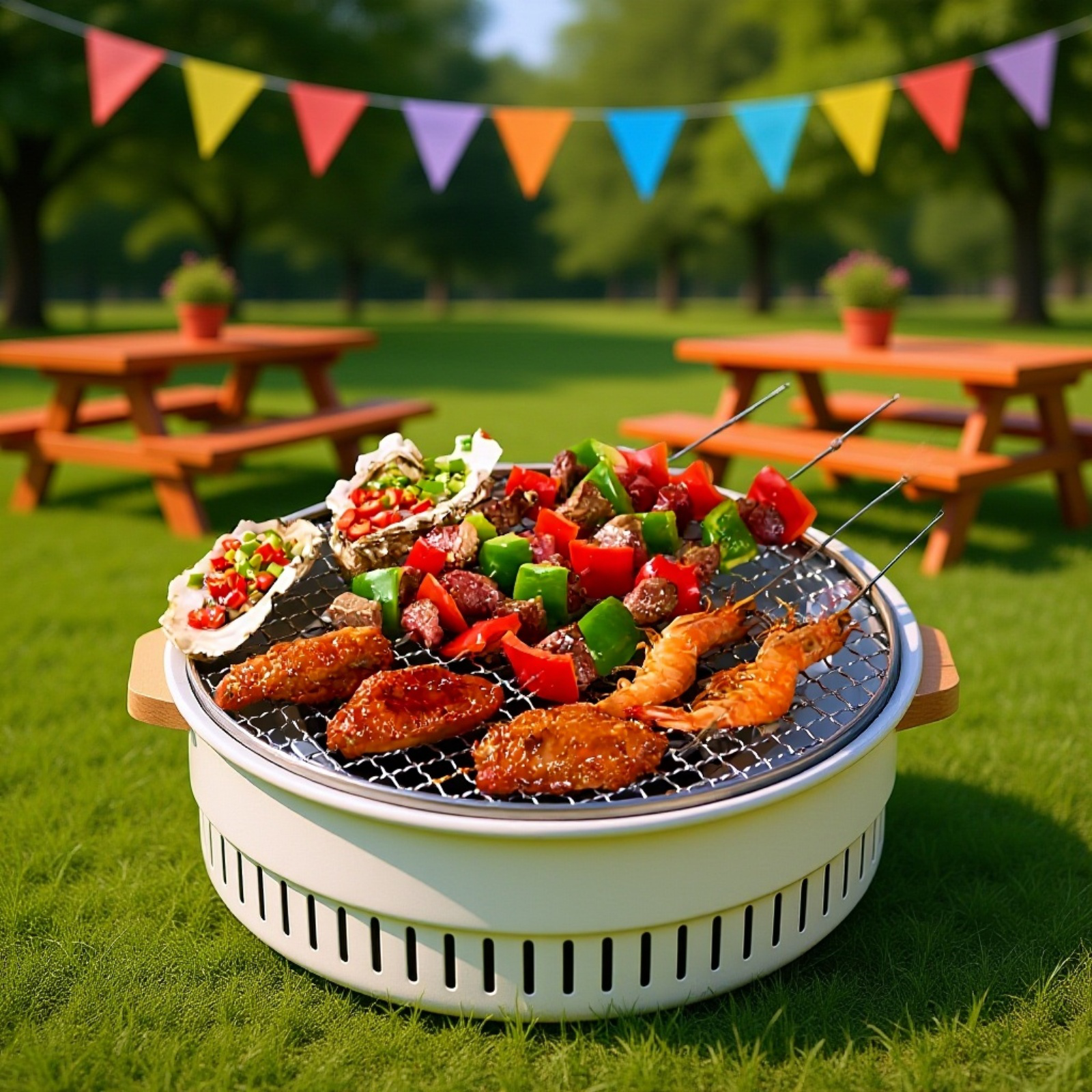 ティーセット付きバーベキューコンロ 使用シーン