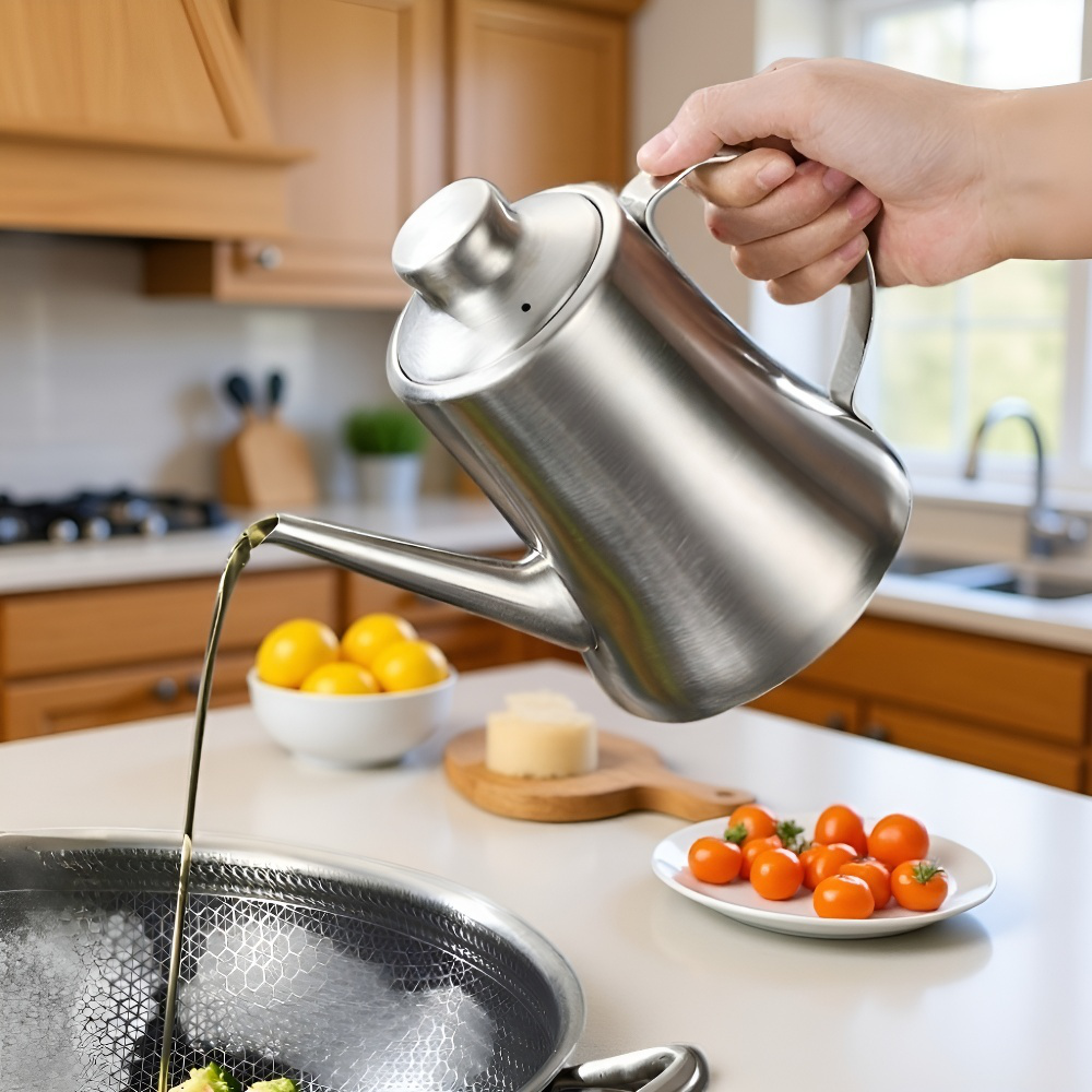 304 Edelstahl Öltopf für Küche mit Ausgießer