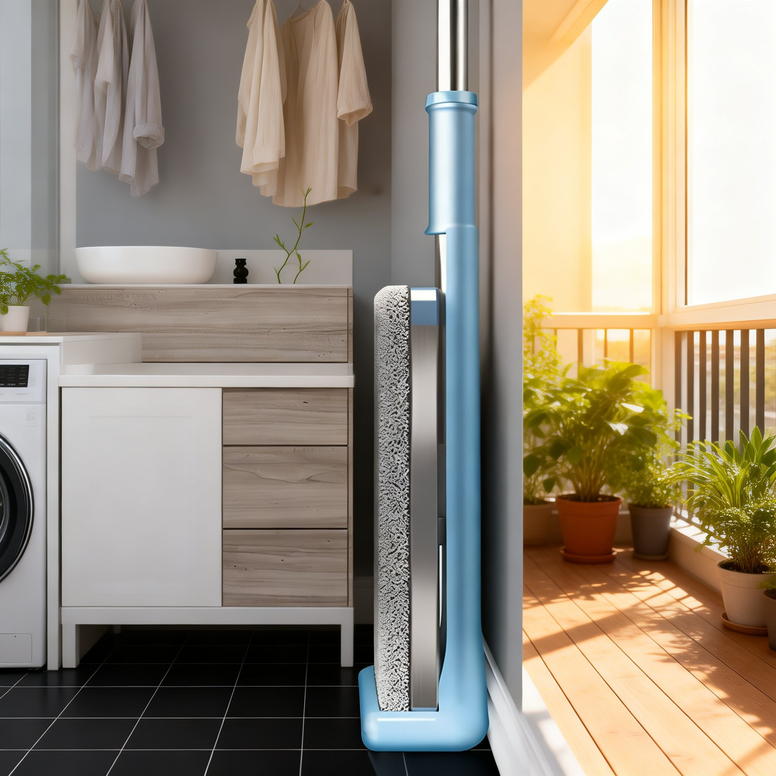 大型の平らなアルミ合金製モップ。使いやすく、ハンズフリーで、家庭の掃除に使え、吸収性があり、濡れても乾いても使えます。