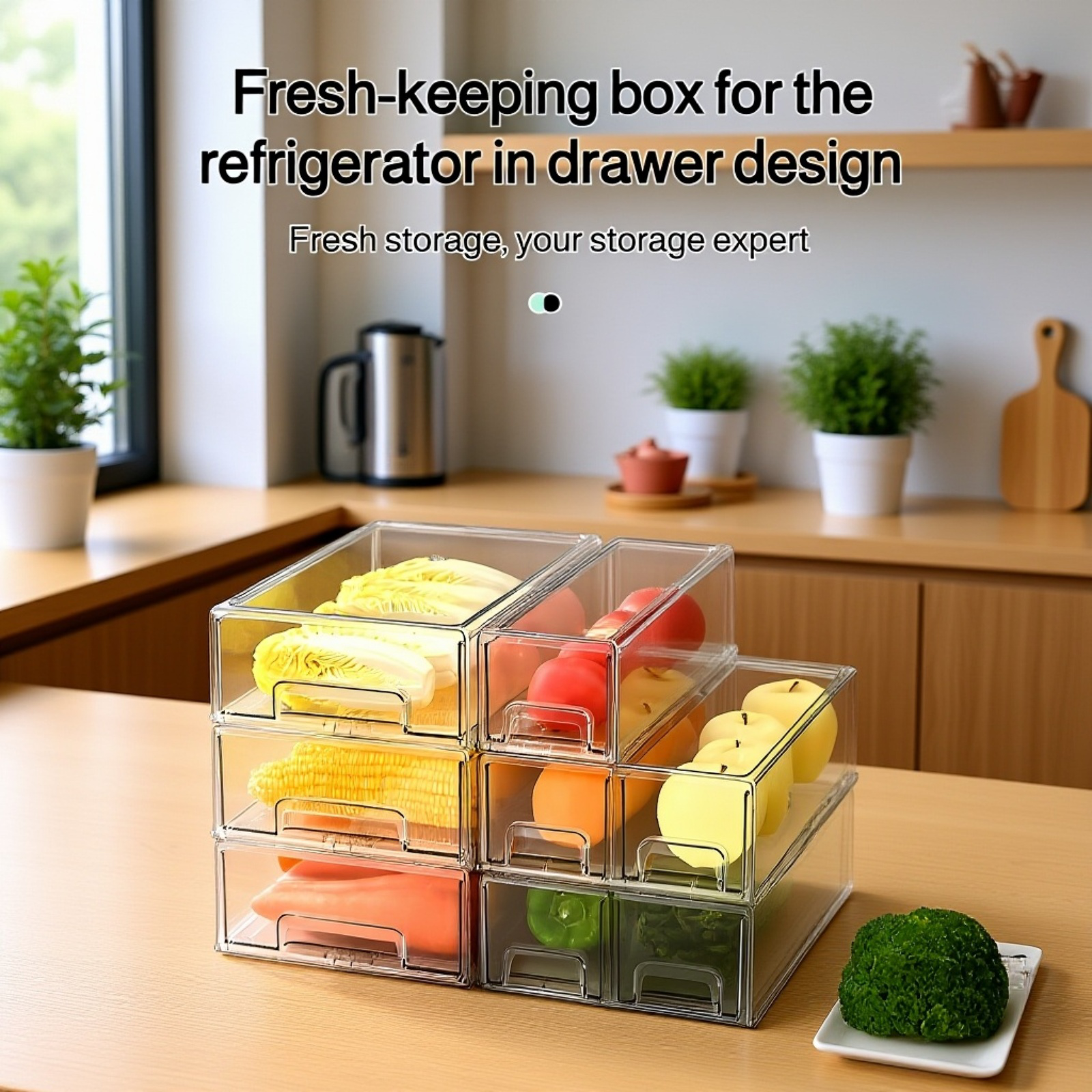 Vegetable Transparent Refrigerator Storage Drawer, Fresh-Keeping Box for Fruits and Vegetables