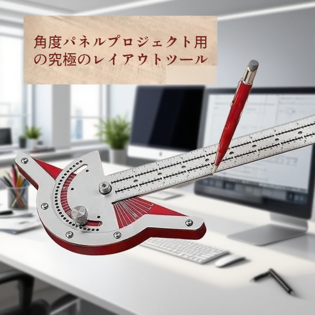 高精度の角度測定ができる定規のクローズアップ