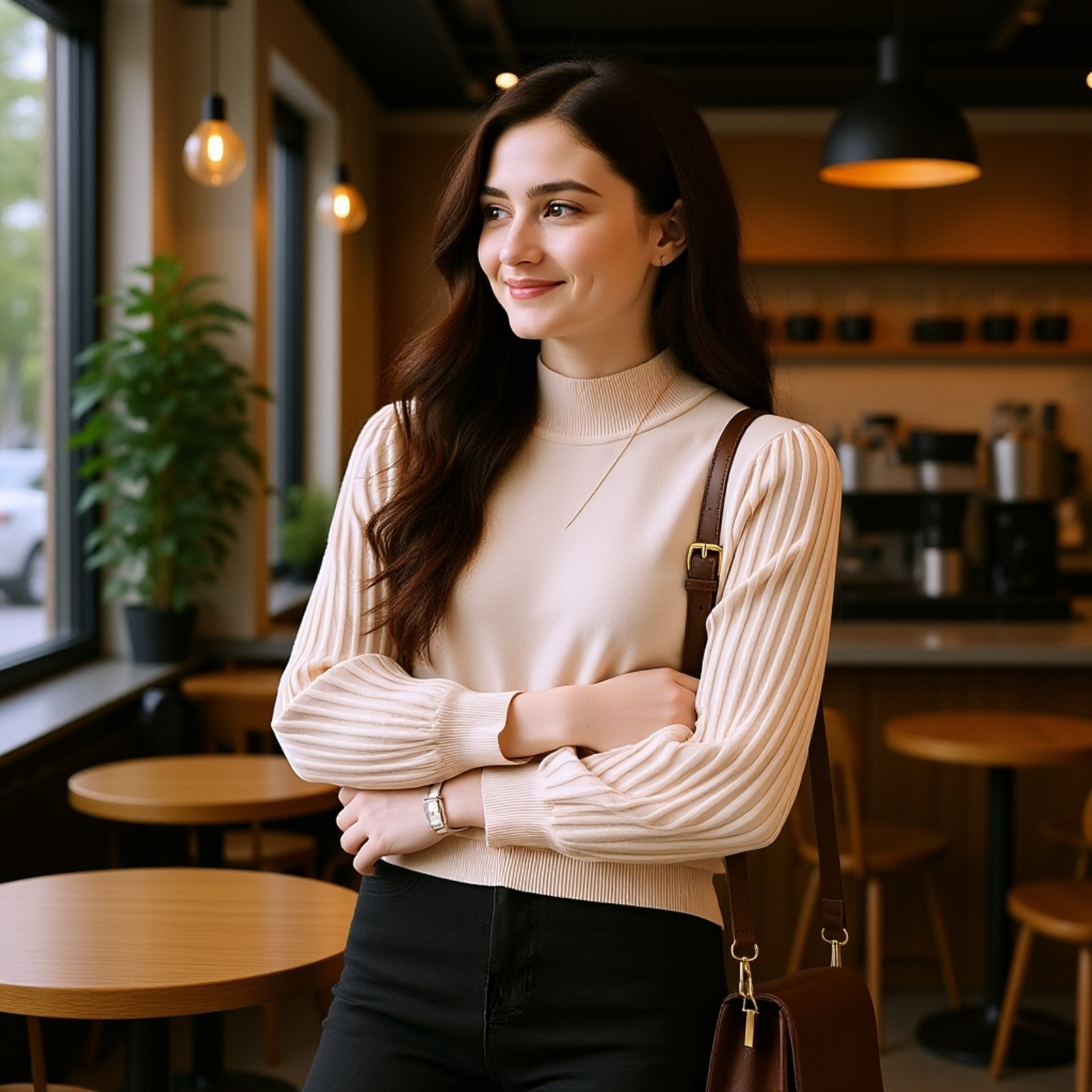 秋冬用エレガントなハイネックニットインナー