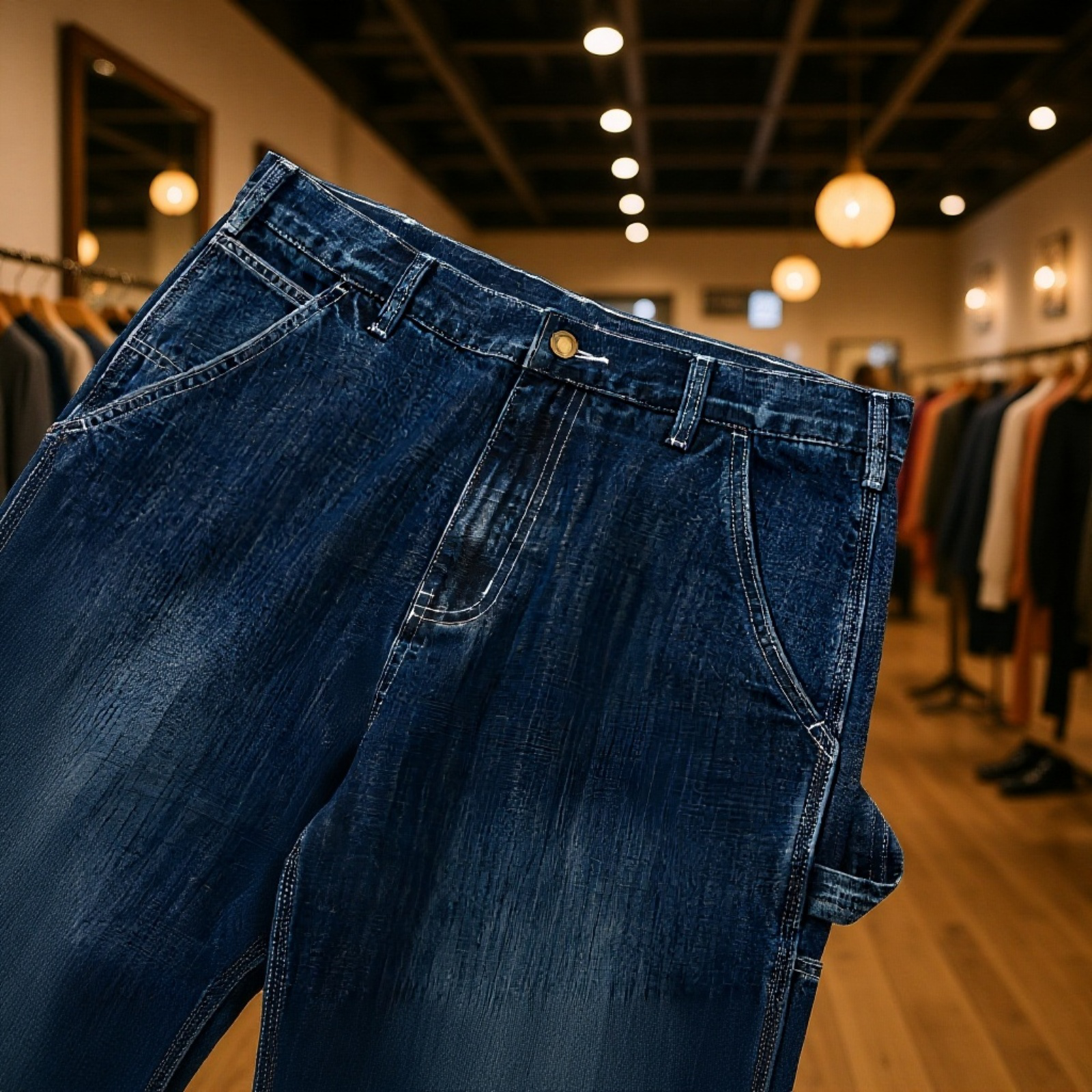 多ポケットオリジナルカラー竹節デニムパンツ