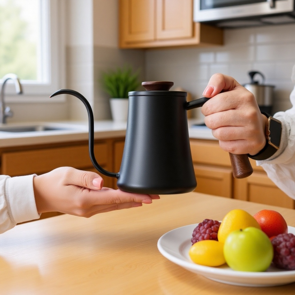 Handgebrühte Kaffeekanne Haushalt hängendes Ohr Schwanenhalskanne Kaffee handgebrühte Kanne 304 Edel