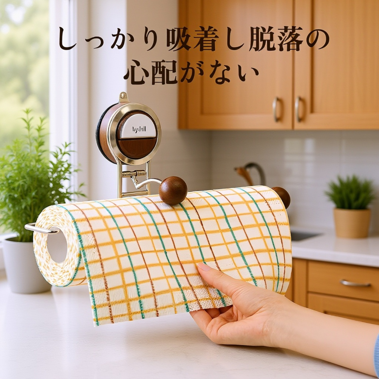 吸盤付き布巾・トイレットペーパー収納ラック 壁掛け式 取り外し可能