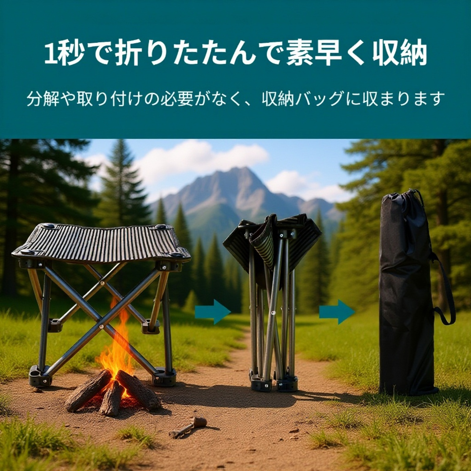 ポータブル伸縮式キャンプチェア
