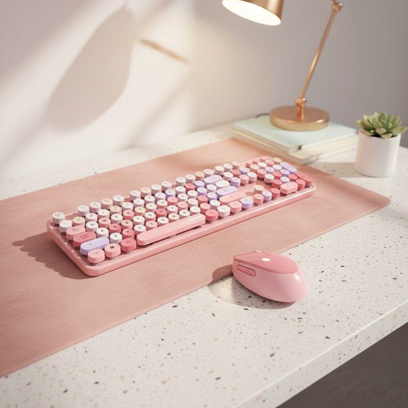Colorful Lipstick Office Wireless Keyboard and Mouse Set