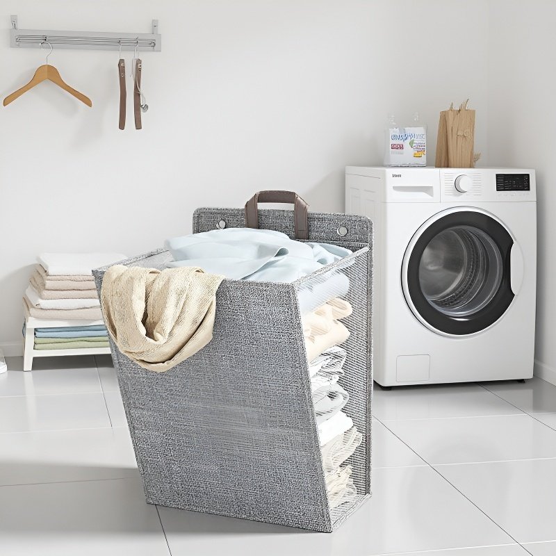 Canasta de almacenamiento de ropa de algodón y lino, multifuncional y plegable