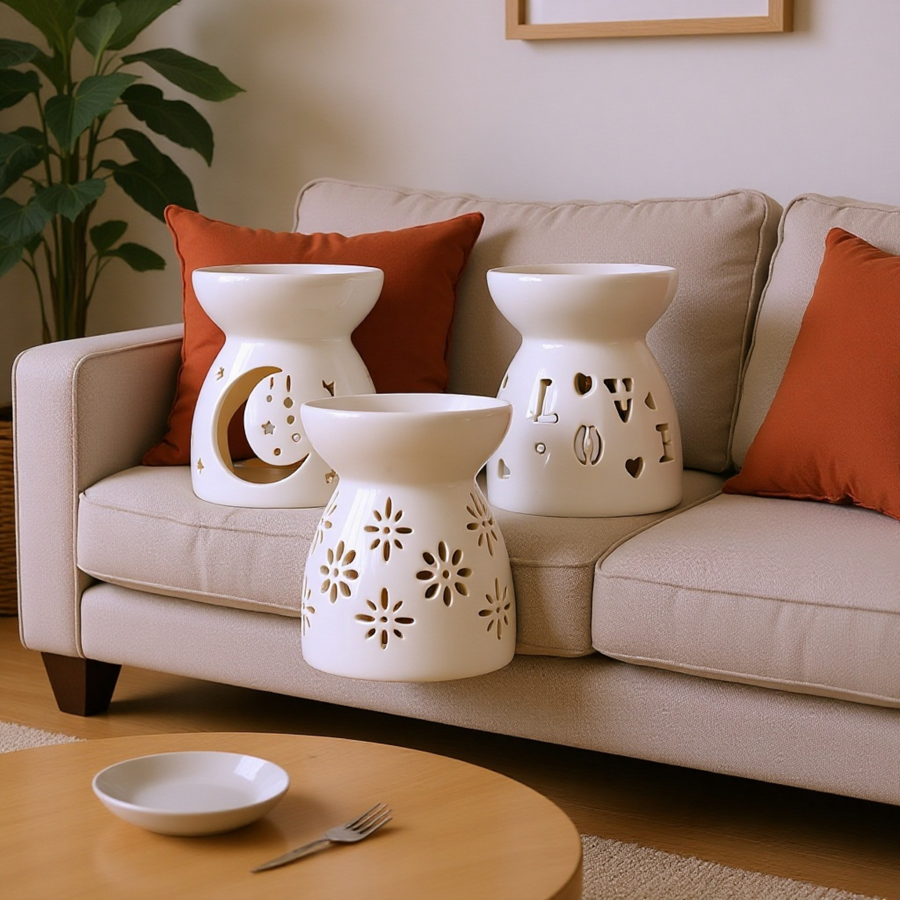 白磁アロマオイルバーナー キャンドル香炉 陶器アロマランプ