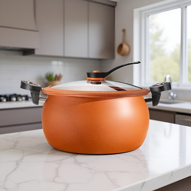 Olla de cocción a presión de piedra Maifan, antiadherente y reforzada, alta estética