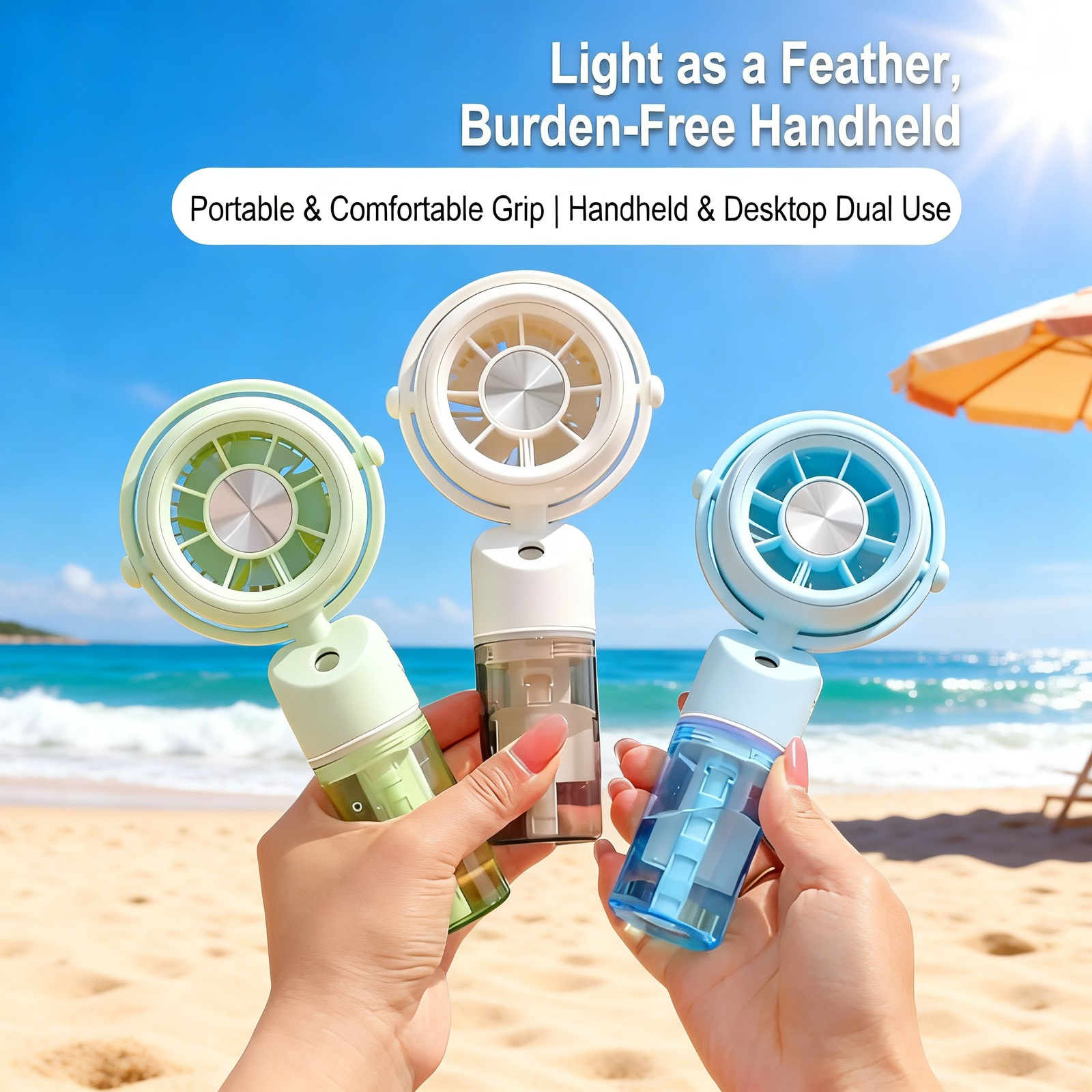 New cross-border e-commerce model: Portable mini handheld fan for summer hydration, rechargeable des