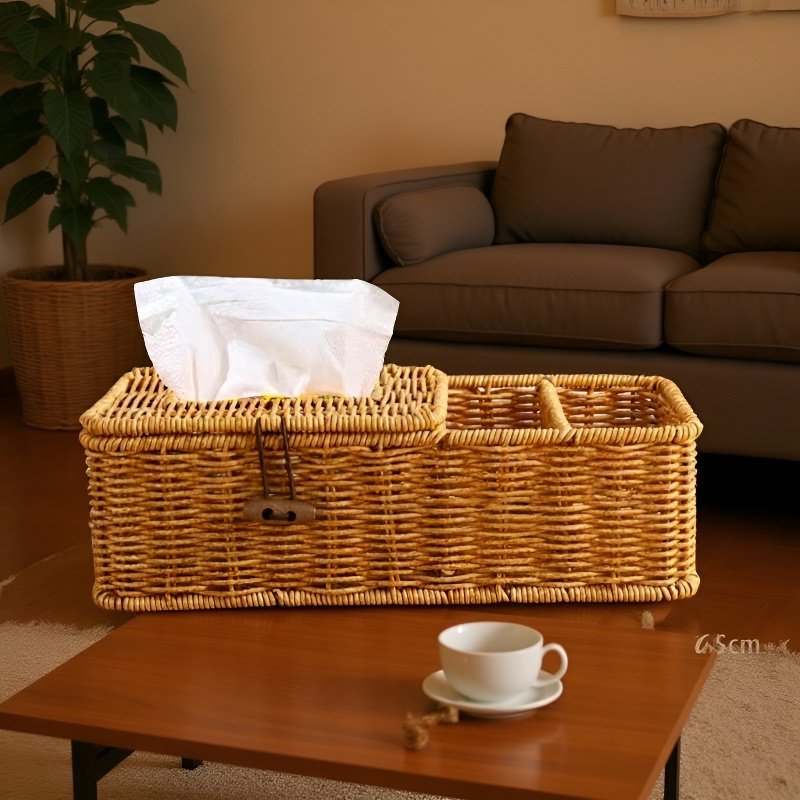 علبة مناديل مكتبية من الخيزران