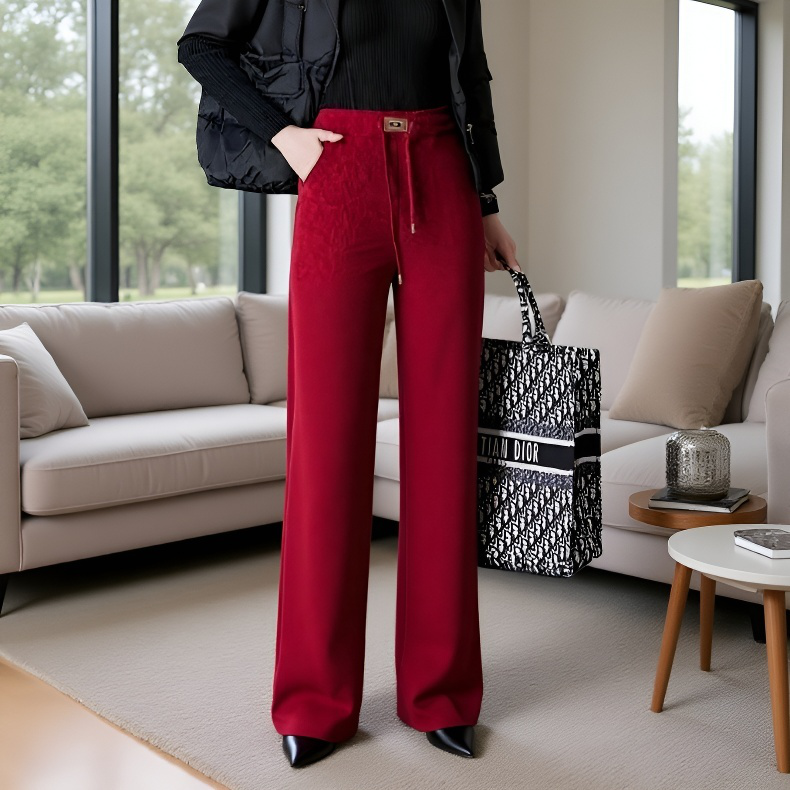 빅 사이즈 겨울 쉐닐 코듀로이 와이드 팬츠 여 기모 도톰 슬림 캐주얼 팬츠