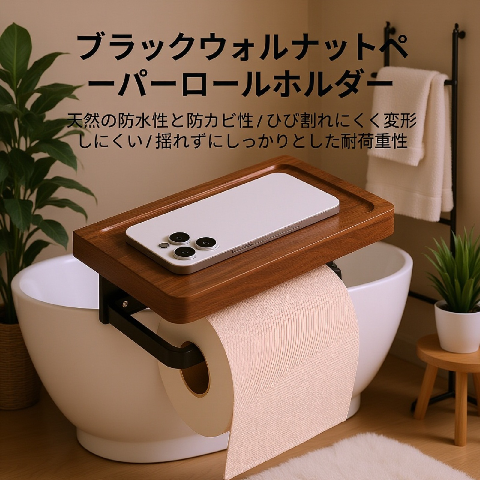 高級胡桃木のトイレットペーパーケース