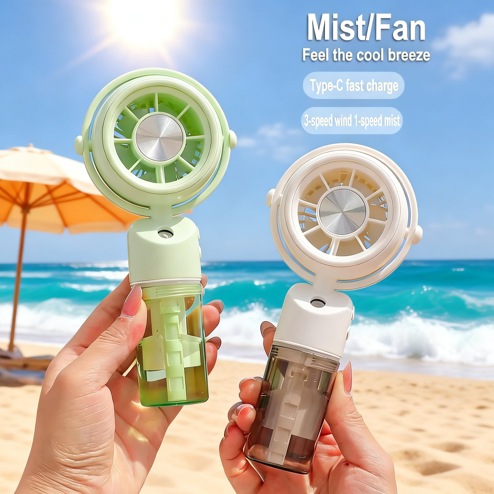 New cross-border e-commerce model: Portable mini handheld fan for summer hydration, rechargeable des