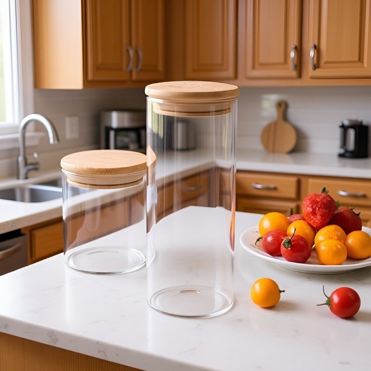 Hermetyczny słoik z wysokoborosilikatowego szkła 500 ml z bambusową pokrywą