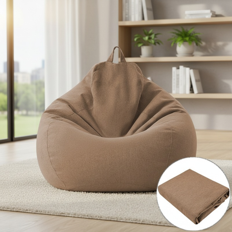Cotton and Linen Lazy Sofa Chair Cover Bean Bag Sofa Cover Japanese Style Fabric Chair Cover