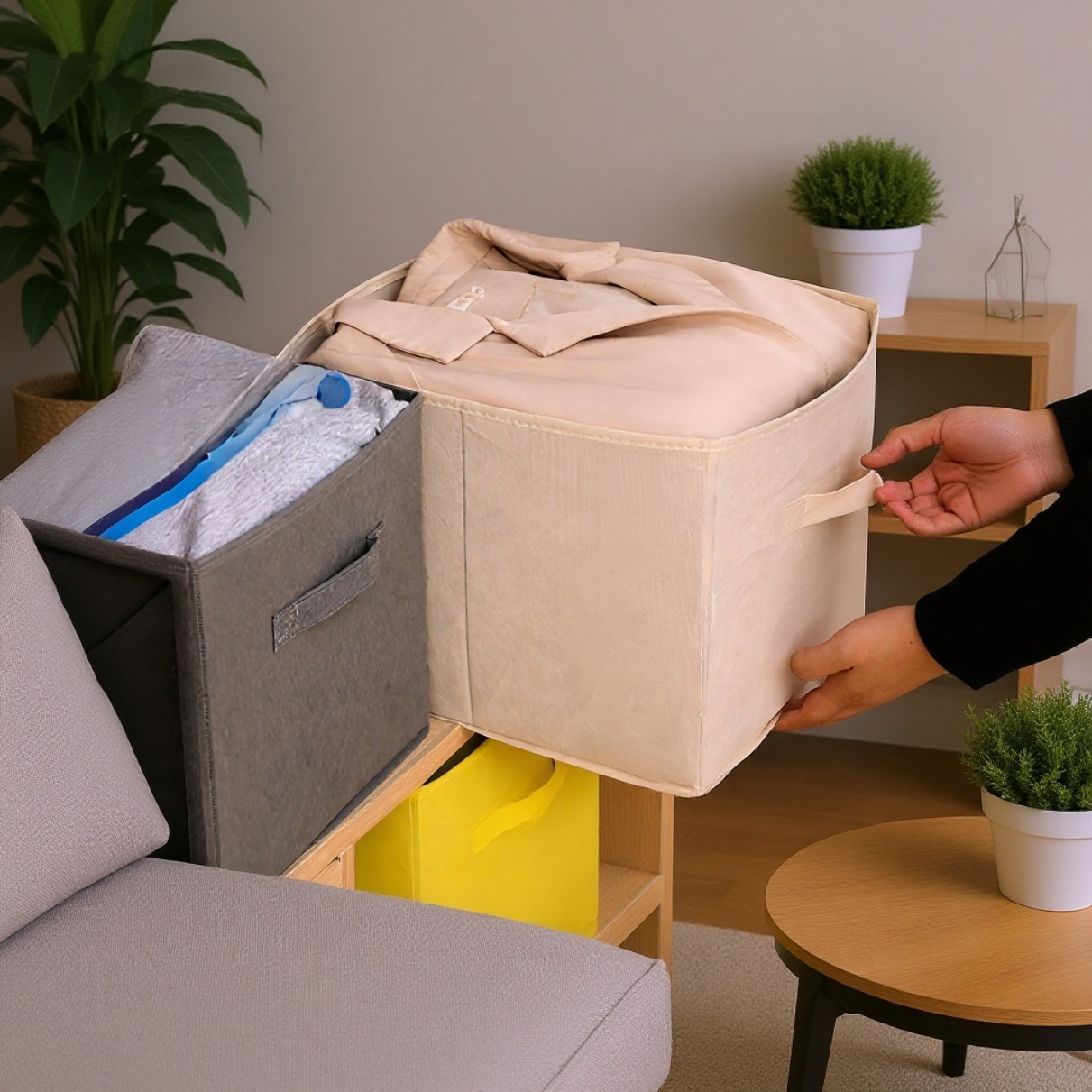 折りたたみ可能な布製収納ボックス、ワードローブ・寝室・おもちゃ・デスクトップ多用途収納