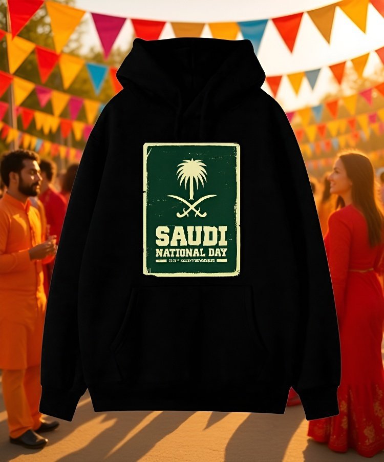 تصميم خاص لسويت شيرت اليوم الوطني السعودي