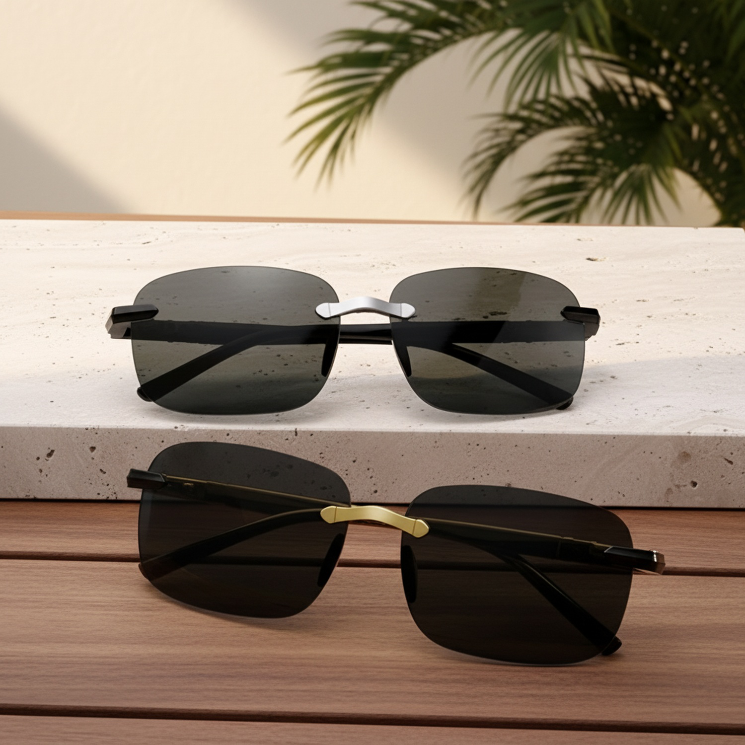 Lunettes de soleil haut de gamme sans monture en cristal naturel