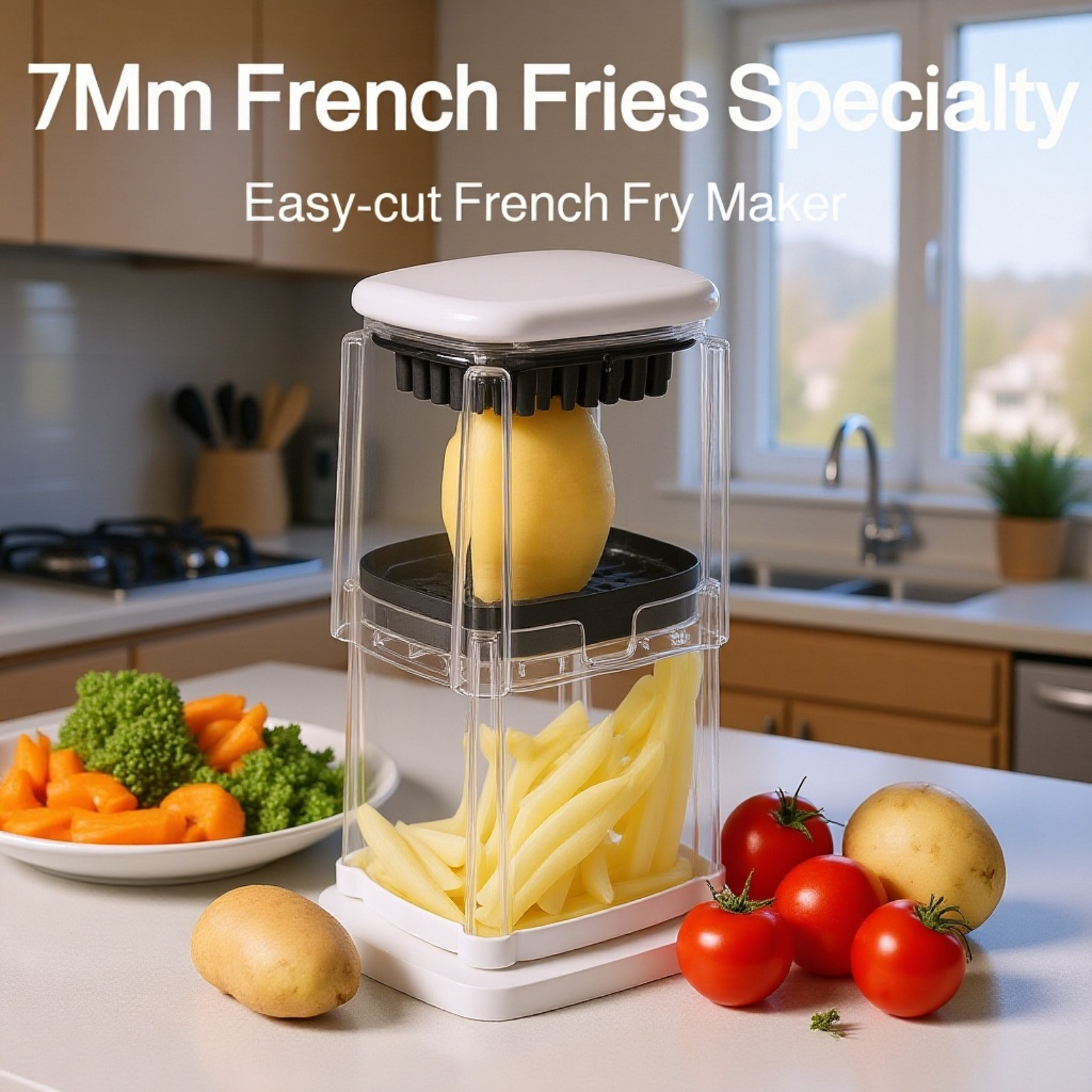 Fruit slicer dividing apple into 8 equal slices