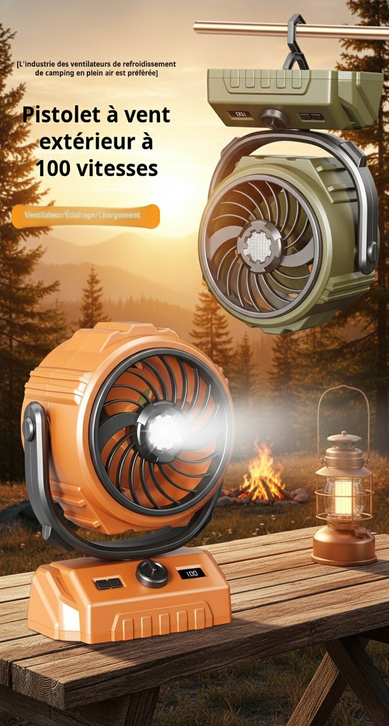 Vue rapprochée du ventilateur portable 6 pouces JMY