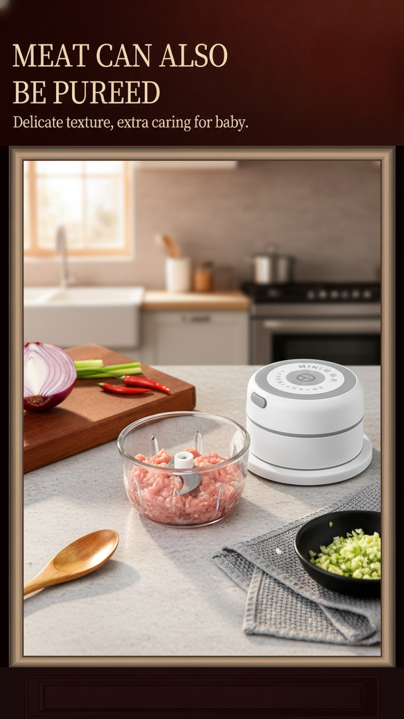 Rechargeable electric chopper with one-touch operation