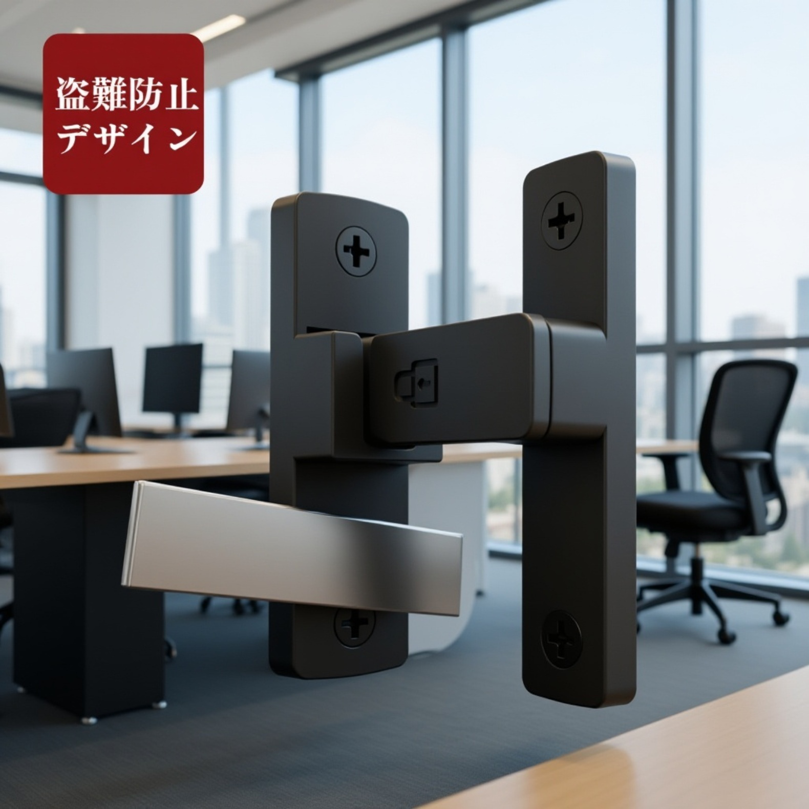 室内用ドアロック 穴あけ不要 レトロタイプ差し込み錠