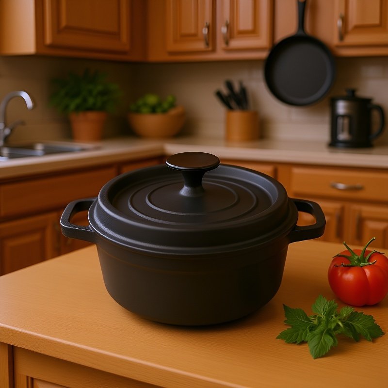 구식 두 귀 주철 무코팅 불끈끈냄비