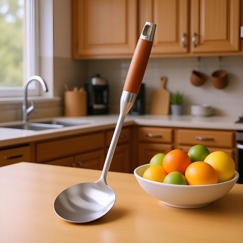 로즈우드로 만든 스테인리스 스틸 주방 주걱