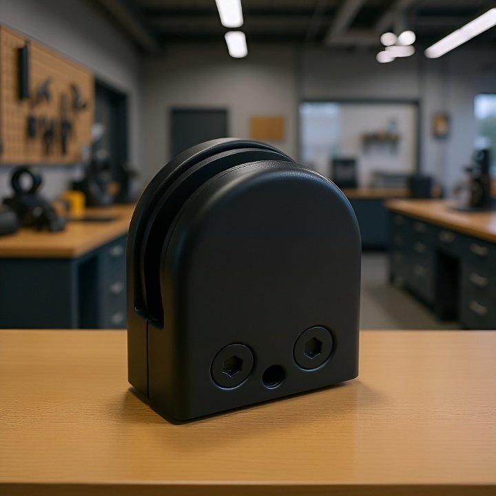 Czarny uchwyt do szkła, wspornik półki szklanej