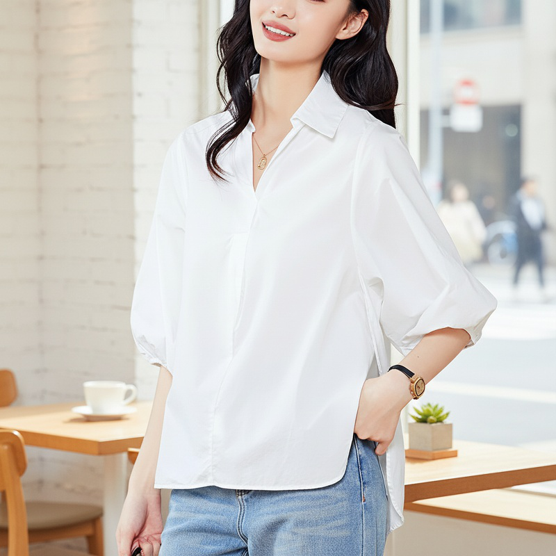 여성 2025 봄여름 신상 칠부 옆트임 블라우스